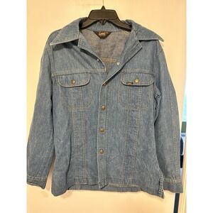 VINTAGE 70s Men's LEE Denim Jean CHORE BARN  JACKET SHIRT Size M